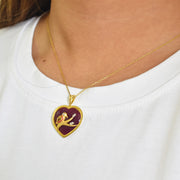 Reversible Ruby Heart Bird Pendant