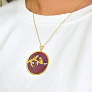 Reversible Ruby Round Bird Pendant
