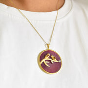 Reversible Ruby Round Bird Pendant