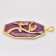 Reversible Ruby Octagon Bird Pendant