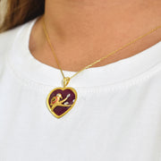 Reversible Ruby Heart Bird Pendant