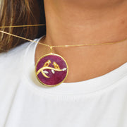 Reversible Ruby Round Bird Pendant