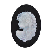 Hand-Carved Australian Opal Lady Cameo on Black Onyx Gemstone
