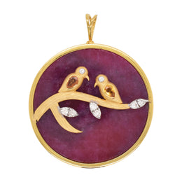 Reversible Ruby Round Bird Pendant
