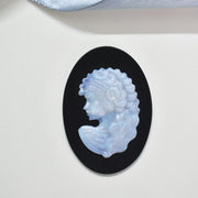 Hand-Carved Australian Opal Lady Cameo on Black Onyx Gemstone