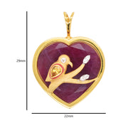 Reversible Ruby Heart Bird Pendant