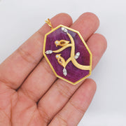 Reversible Ruby Octagon Bird Pendant