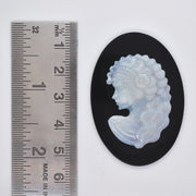 Hand-Carved Australian Opal Lady Cameo on Black Onyx Gemstone