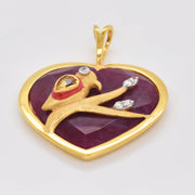 Reversible Ruby Heart Bird Pendant