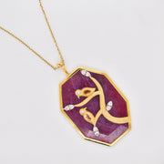 Reversible Ruby Octagon Bird Pendant