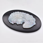 Hand-Carved Australian Opal Lady Cameo on Black Onyx Gemstone