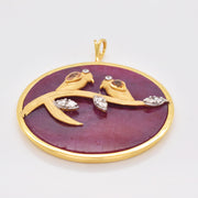 Reversible Ruby Round Bird Pendant