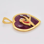 Reversible Ruby Heart Bird Pendant