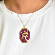 Reversible Ruby Octagon Bird Pendant