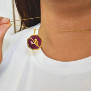 Reversible Ruby Octagon Single Bird Pendant