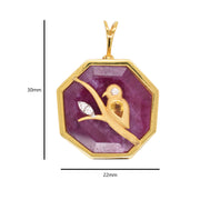 Reversible Ruby Octagon Single Bird Pendant