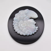 Hand-Carved Australian Opal Lady Cameo on Black Onyx Gemstone