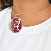Reversible Ruby Octagon Bird Pendant