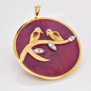 Reversible Ruby Round Bird Pendant