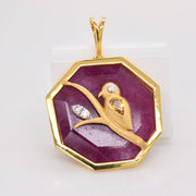 Reversible Ruby Octagon Single Bird Pendant