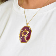 Reversible Ruby Octagon Bird Pendant