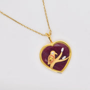 Reversible Ruby Heart Bird Pendant