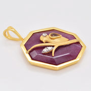 Reversible Ruby Octagon Single Bird Pendant