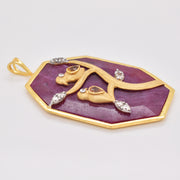 Reversible Ruby Octagon Bird Pendant