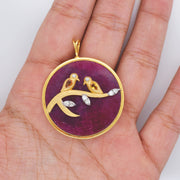 Reversible Ruby Round Bird Pendant
