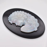 Hand-Carved Australian Opal Lady Cameo on Black Onyx Gemstone