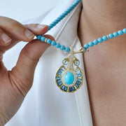 Blue Topaz & Turquoise Lotus Necklace