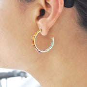Rainbow Octagon Hoop Earrings