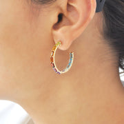 Rainbow Octagon Hoop Earrings