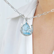 Swiss Blue Topaz Horse Shoe Pendant