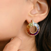 Circle Rainbow Diamond Earrings