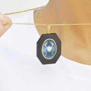 Unisex Zodiac Cancer Pendant with Onyx Gemstone .