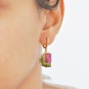 Hand-Carved Watermelon Tourmaline Earrings