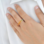 Rainbow Multi Gemstone Eternity Band Ring