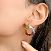 Circle Rainbow Diamond Earrings