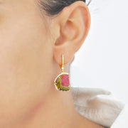 Hand-Carved Watermelon Tourmaline Earrings