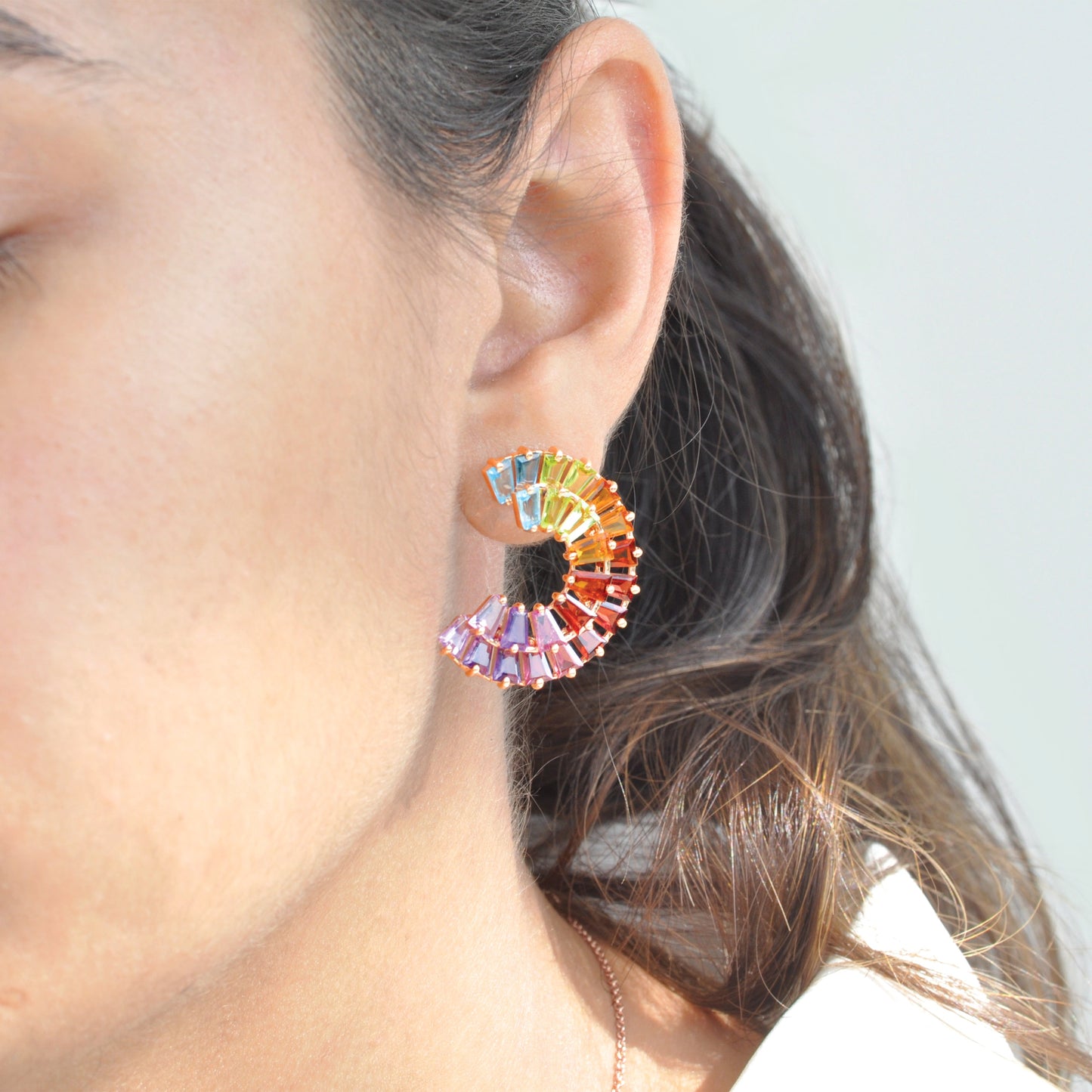 Circle Rainbow Double Layer Stud Earrings