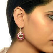 Circle Ruby Dangle Earrings