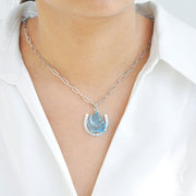 Swiss Blue Topaz Horse Shoe Pendant