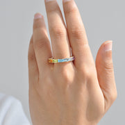 Rainbow Multi Gemstone Eternity Band Ring