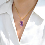 Hand-Carved Amethyst Parrot Pendant