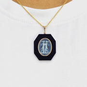 Unique Gemini Talisman Pendant with Natural Onyx Gemstone.