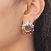 Circle Rainbow Diamond Earrings