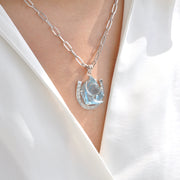 Swiss Blue Topaz Horse Shoe Pendant