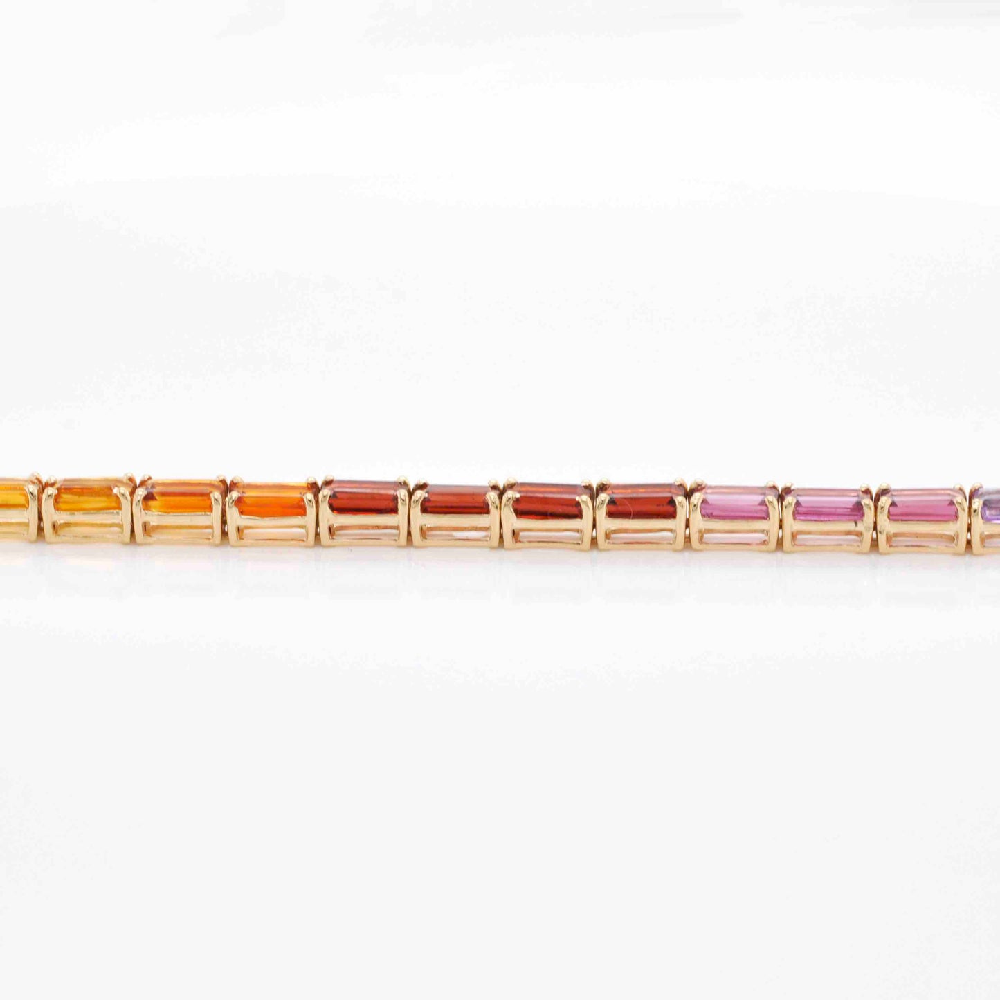 18K Gold Octagon Rainbow Tennis Line Bracelet