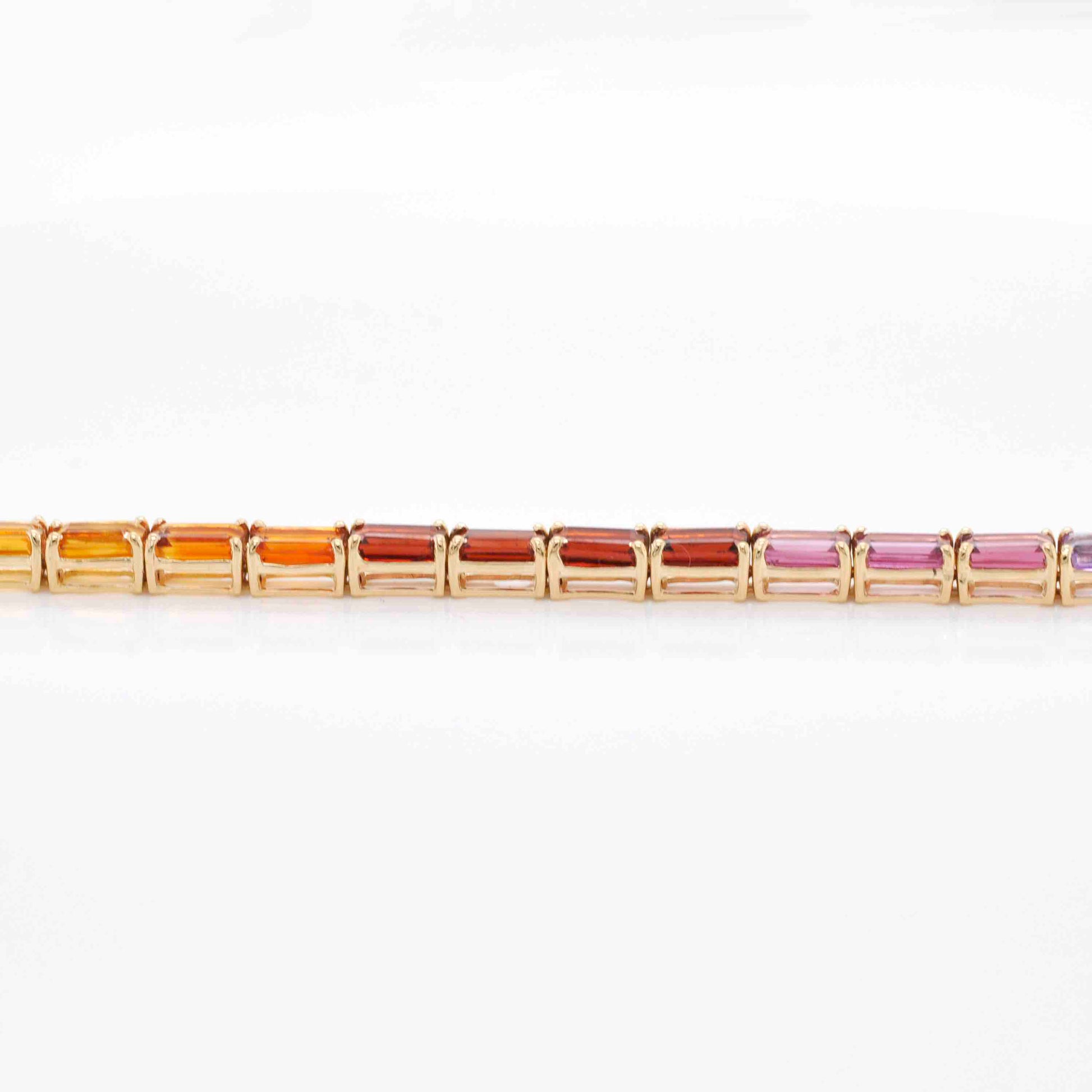 18K Gold Octagon Rainbow Tennis Line Bracelet - Vaibhav Dhadda Jewelry